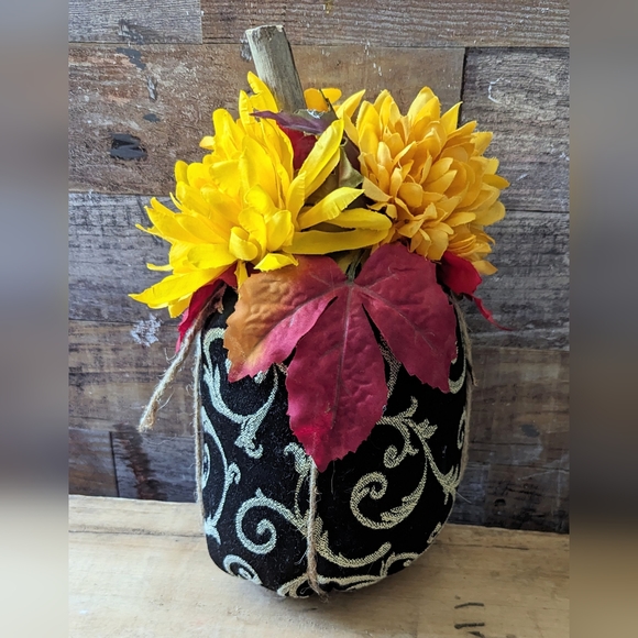 Autumn Throw Pillow and Stuffed Floral Pumpkin Set - Picture 10 of 12